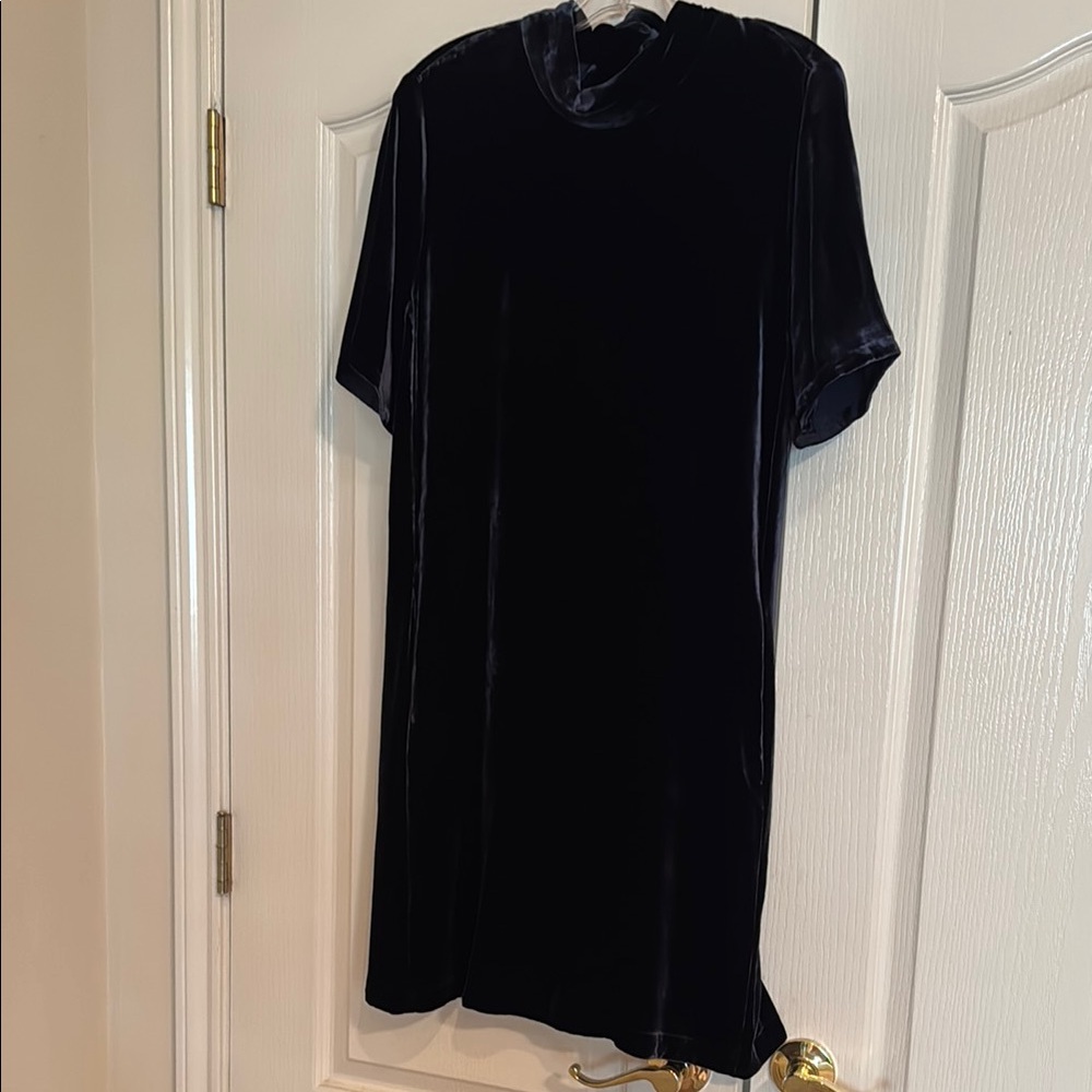 Eileen Fisher Elegant Dark Blue Velvet Tunic Dress